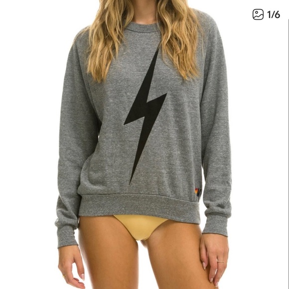 Aviator Nation Tops - Aviator Nation Lightening Bolt Crew Sweatshirt Gray XL